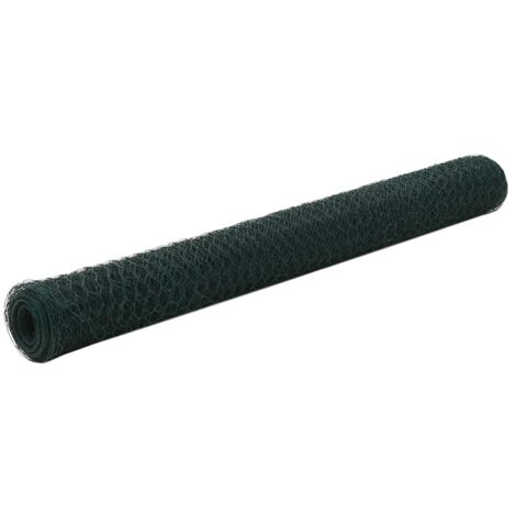 Chicken Wire Fence Steel with PVC Coating 25x1.2 m Green vidaXL