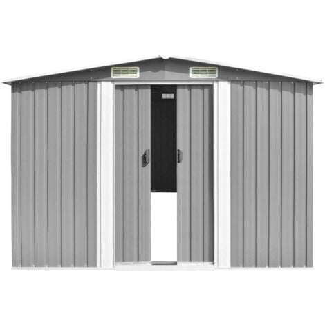Garden Shed 257x298x178 cm Metal Grey vidaXL