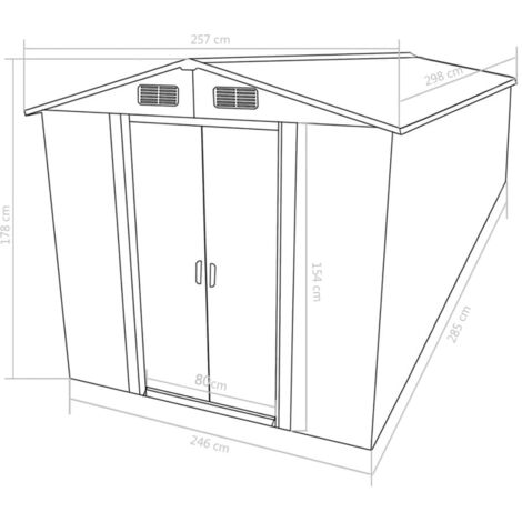 Garden Shed 257x298x178 cm Metal Anthracite vidaXL