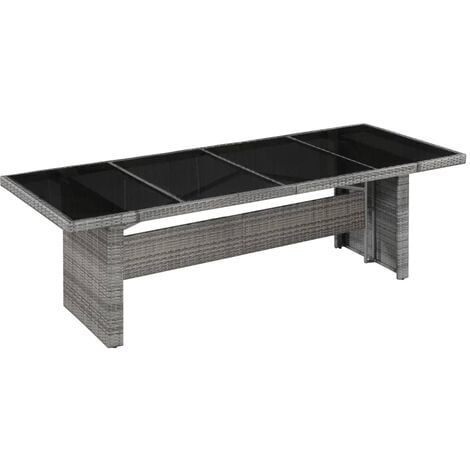 vidaXL Garden Table 240x90x74 cm Poly Rattan and Glass - Grey