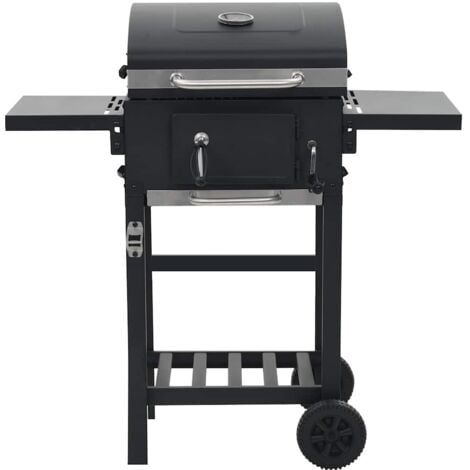 Charcoal-Fueled BBQ Grill with Bottom Shelf Black vidaXL