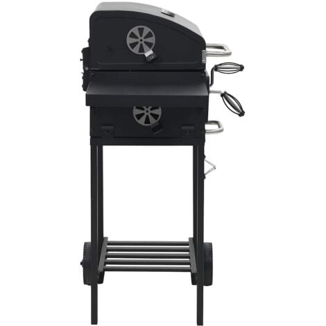 Charcoal-Fueled BBQ Grill with Bottom Shelf Black vidaXL