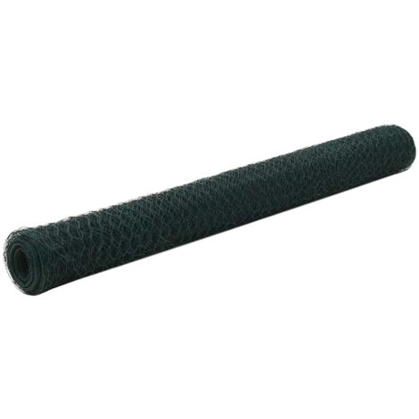 Chicken Wire Fence Steel with PVC Coating 25x1.2 m Green vidaXL