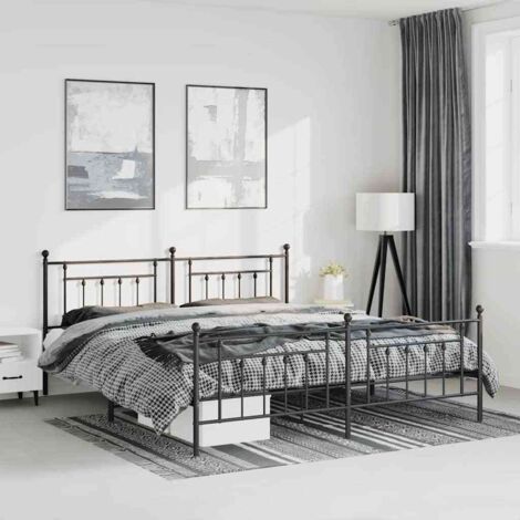 Metal Bed Frame without Mattress with Footboard Black 193x203cm vidaXL (1/5)