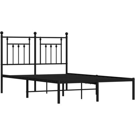 Metal Bed Frame without Mattress with Headboard Black 120x200cm vidaXL (1/5)