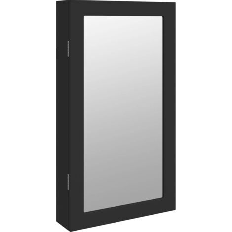 Mirror Jewellery Cabinet with LED Lights Wall Mounted Black vidaXL