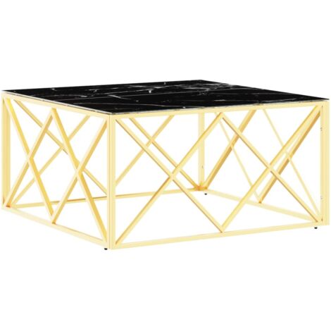 Coffee Table Gold 80x80x40 cm Stainless Steel and Glass vidaXL