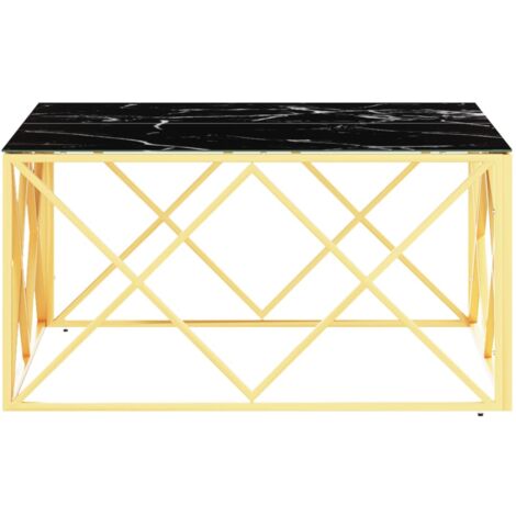 Coffee Table Gold 80x80x40 cm Stainless Steel and Glass vidaXL
