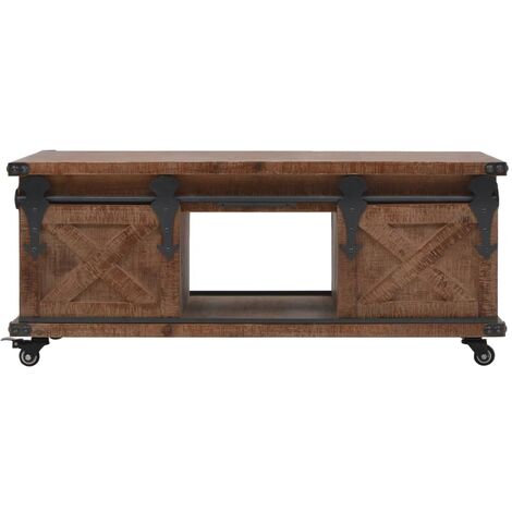 Coffee Table Solid Fir Wood 91x51x38 cm Brown vidaXL