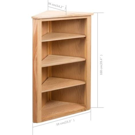 Corner Shelf 59x36x100 cm Solid Oak Wood vidaXL