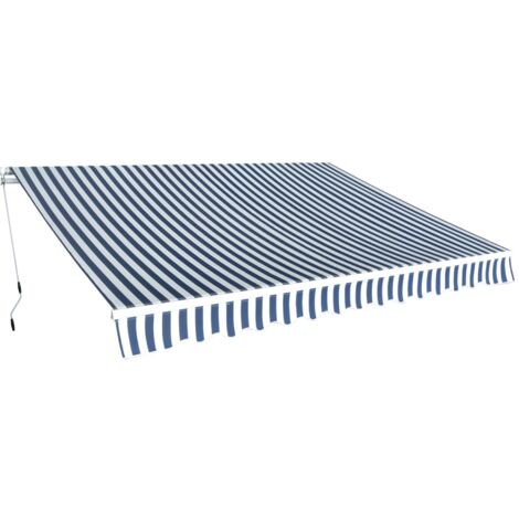 Folding Awning Manual Operated 350 cm Blue/White vidaXL