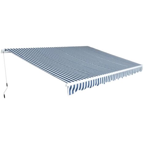 Folding Awning Manual Operated 450 cm Blue/White vidaXL