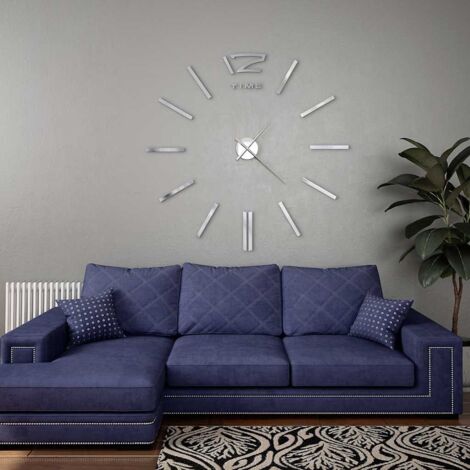 3D Wall Clock Modern Design 100 cm XXL Silver vidaXL (1/5)