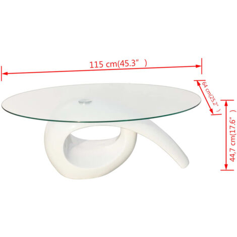 Coffee Table with Oval Glass Top High Gloss White vidaXL