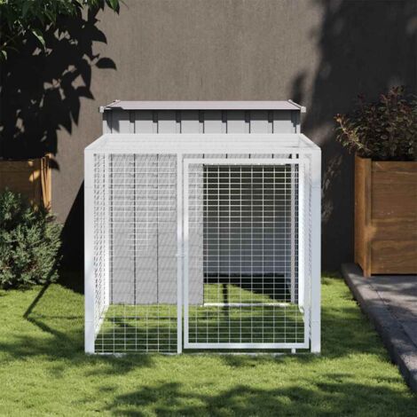 Chicken Cage with Run Light Grey 110x201x110 cm Galvanised Steel vidaXL
