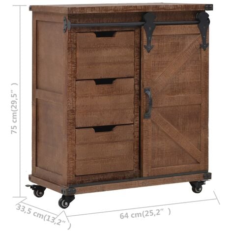Storage Cabinet Solid Fir Wood 64x33.5x75 cm Brown vidaXL