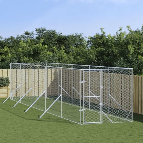 Outdoor Dog Kennel Silver 2x10x2 m Galvanised Steel vidaXL