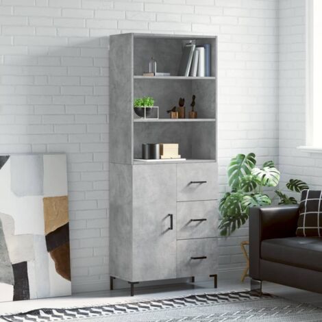 Highboard Concrete Grey 69.5x34x180 cm Engineered Wood vidaXL (1/5)