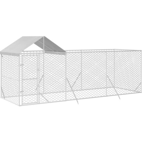 Outdoor Dog Kennel with Roof Silver 6x2x2.5 m Galvanised Steel vidaXL