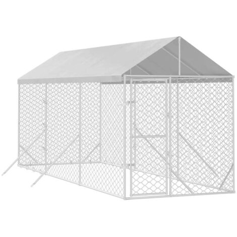 Outdoor Dog Kennel with Roof Silver 2x6x2.5 m Galvanised Steel vidaXL