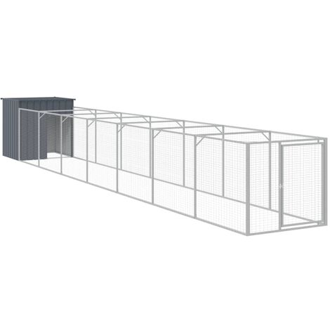 Dog House with Run Anthracite 110x813x110 cm Galvanised Steel vidaXL