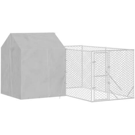 Outdoor Dog Kennel with Roof Silver 4x4x2.5 m Galvanised Steel vidaXL