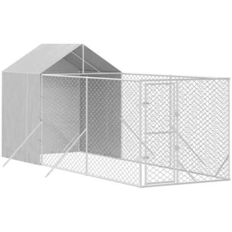 Outdoor Dog Kennel with Roof Silver 2x6x2.5 m Galvanised Steel vidaXL