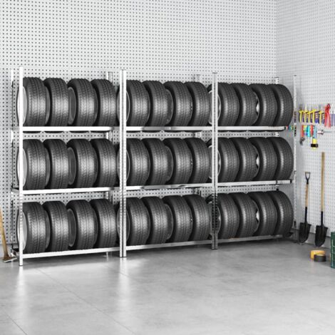 3-Layer Tire Racks 3 pcs Silver 110x40x200 cm Steel vidaXL