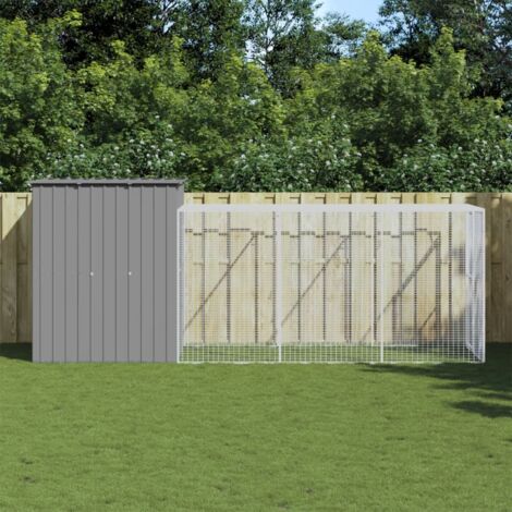 Chicken Cage with Run Light Grey 165x455x181 cm Galvanised Steel vidaXL