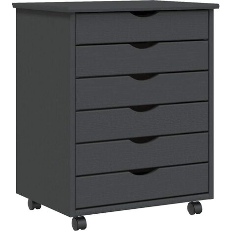 Rolling Cabinet with Drawers MOSS Grey Solid Wood Pine vidaXL