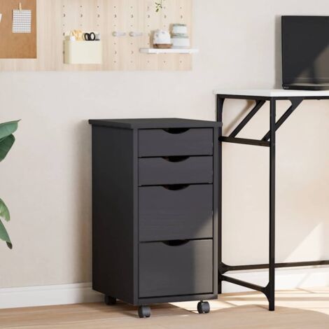 Rolling Cabinet with Drawers MOSS Grey Solid Wood Pine vidaXL