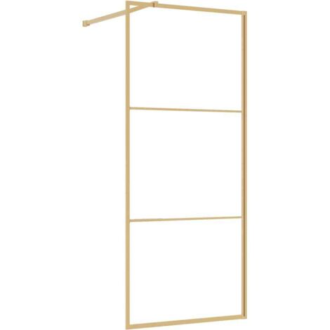 Walk-in Shower Wall with Clear ESG Glass Gold 80x195 cm vidaXL