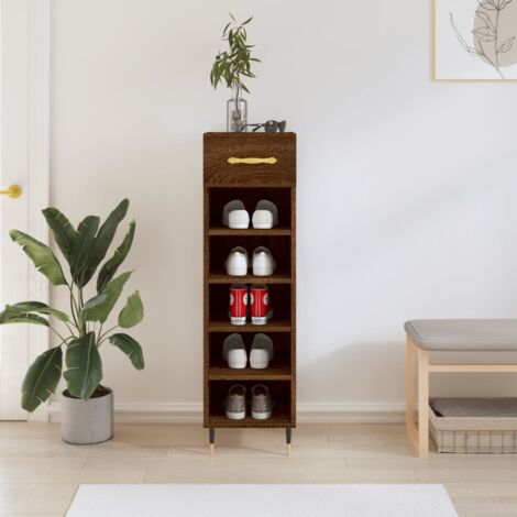 Shoe Cabinet Brown Oak 30x35x105 cm Engineered Wood vidaXL (1/5)