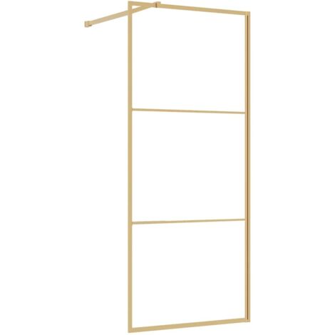 Walk-in Shower Wall with Clear ESG Glass Gold 90x195 cm vidaXL