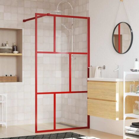 Walk-in Shower Wall with Clear ESG Glass Red 115x195 cm vidaXL