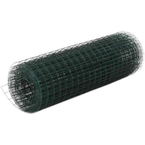Chicken Wire Fence Steel with PVC Coating 10x0.5 m Green vidaXL