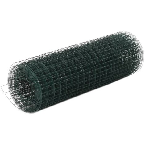 Chicken Wire Fence Steel with PVC Coating 25x0.5 m Green vidaXL