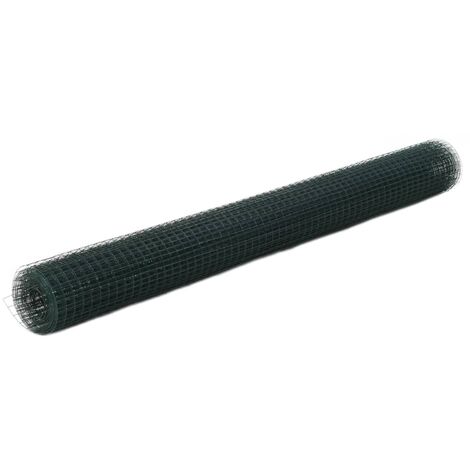 Chicken Wire Fence Steel with PVC Coating 25x1.5 m Green vidaXL