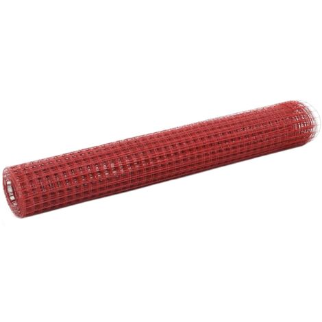 Chicken Wire Fence Steel with PVC Coating 10x1 m Red vidaXL