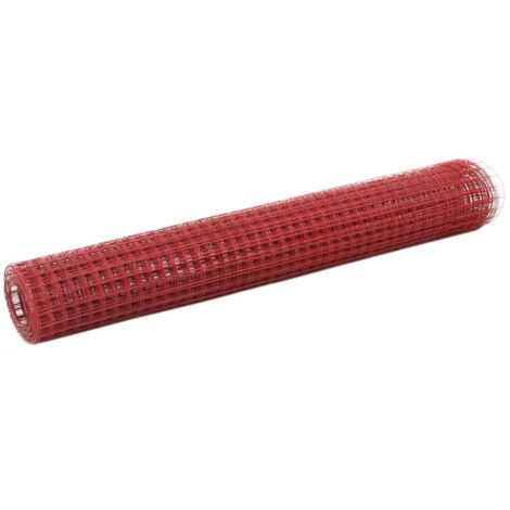 Chicken Wire Fence Steel with PVC Coating 10x1 m Red vidaXL