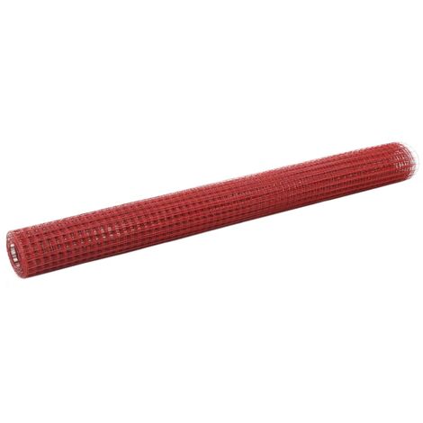 Chicken Wire Fence Steel with PVC Coating 10x1.5 m Red vidaXL