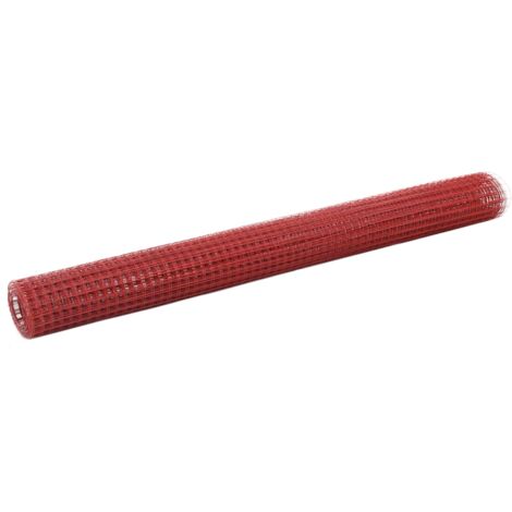 Chicken Wire Fence Steel with PVC Coating 25x1.5 m Red vidaXL