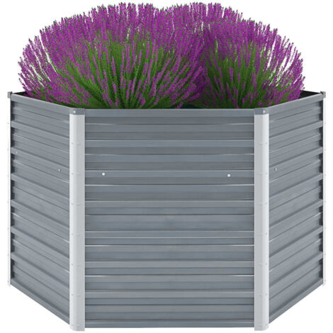 Garden Raised Bed Galvanised Steel 129x129x77 cm Grey vidaXL