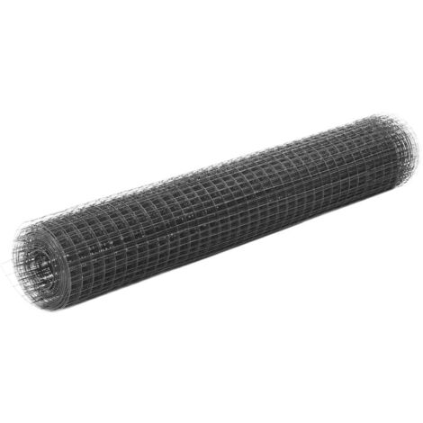 Chicken Wire Fence Steel with PVC Coating 25x1 m Grey vidaXL
