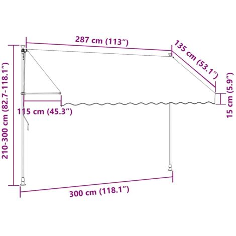 Manual Retractable Awning 300 cm Cream vidaXL