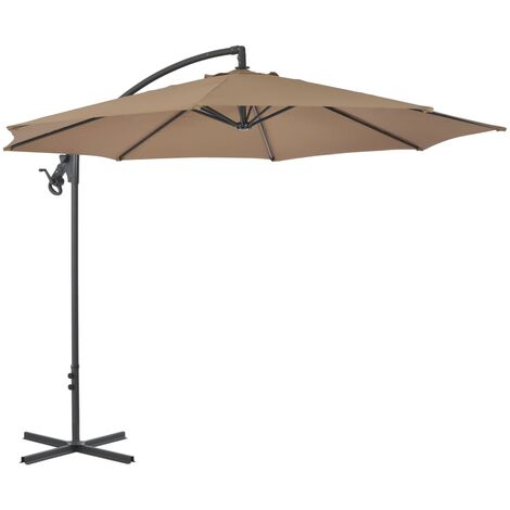 Cantilever Garden Parasol with Steel Pole 300 cm Taupe vidaXL