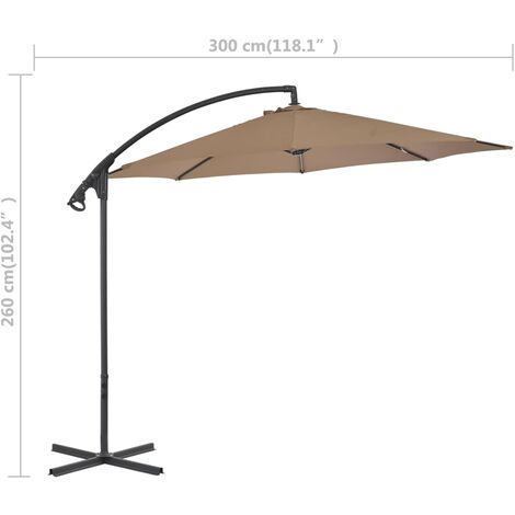 Cantilever Garden Parasol with Steel Pole 300 cm Taupe vidaXL