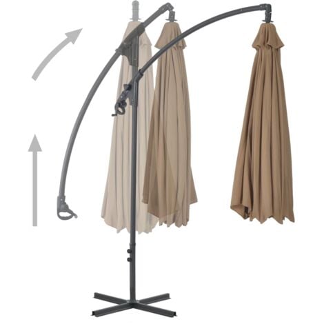 Cantilever Garden Parasol with Steel Pole 300 cm Taupe vidaXL