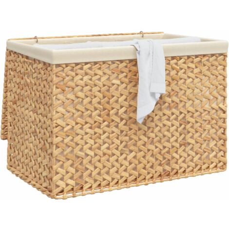 Laundry Basket With 3 Sections 75x42.5x52 Cm Water Hyacinth Vidaxl