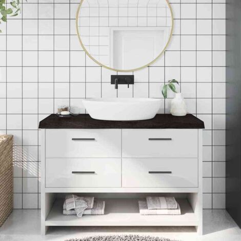 Bathroom Countertop Dark Brown 120x60x(2-6) cm Treated Solid Wood vidaXL (1/5)